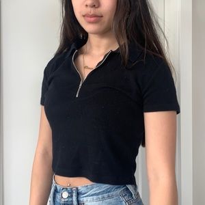 brandy black zip crop top